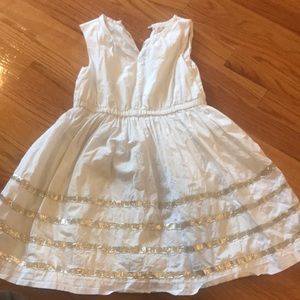 JCrew White dress with silver trim